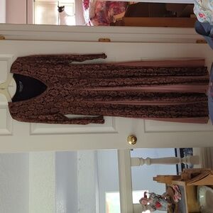 Vintage metallic copper lace maxi dress  Size L